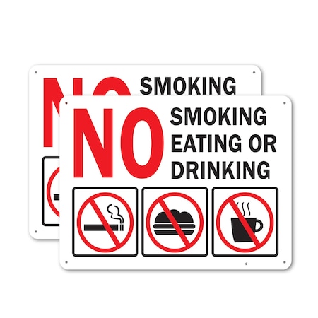 Signmission No Smoking Eating or Drinking with Graphic OSHA ANSI Sign, Plastic, 24in W x 18in L, 2PK OS-2PACK-MISC-P-1824-L-19502